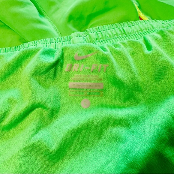 Nike Dri-Fit Vibrant Green & Orange Athletic Running Shorts Women’s Size L - Picture 5 of 5
